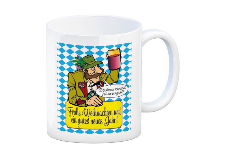 speecheese Tasse Bayer mit Glühwein Kaffeebecher Spruch Frohe Weihnachten und genießen von speecheese