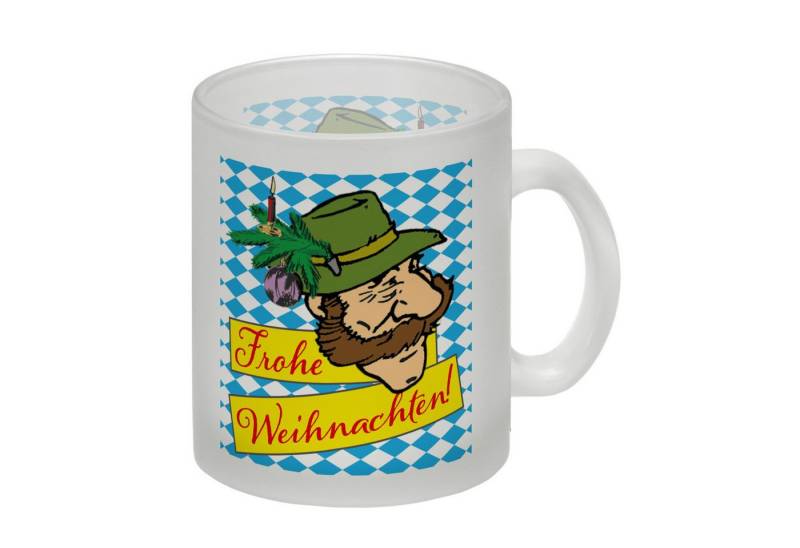 speecheese Tasse Bayer mit Hut Glas Tasse mit Spruch Frohe Weihnachten von speecheese