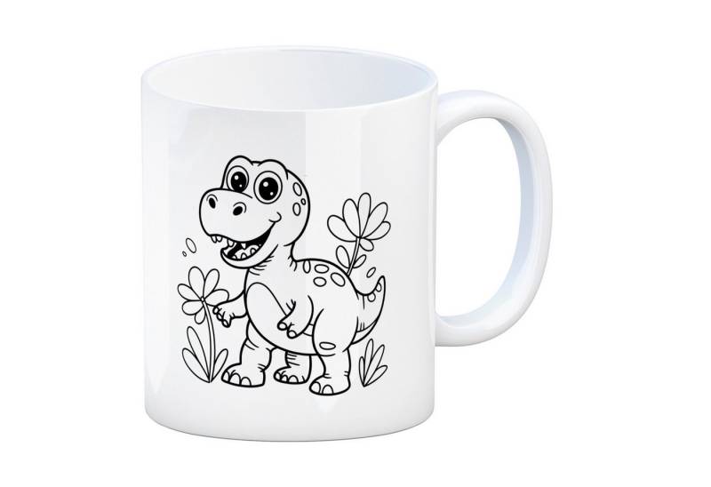 speecheese Tasse Dinosaurier Blumen Kaffeebecher zum Ausmalen von speecheese