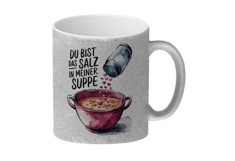 speecheese Tasse Du bist das Salz Glitzer-Kaffeebecher Salzstreuer und Suppe von speecheese