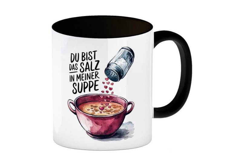 speecheese Tasse Du bist das Salz Kaffeebecher in schwarz Salzstreuer und Suppe von speecheese