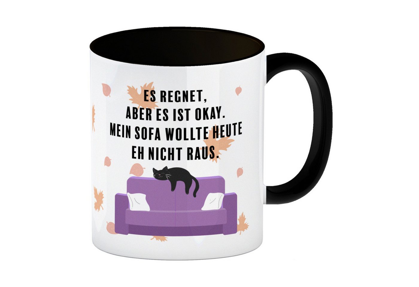 speecheese Tasse Faule Katze Kaffeebecher in schwarz mit Spruch Es regnet mein Sofa speecheese Tasse Faule Katze Kaffeebecher in schwarz mit Spruch Es regnet mein Sofa von speecheese