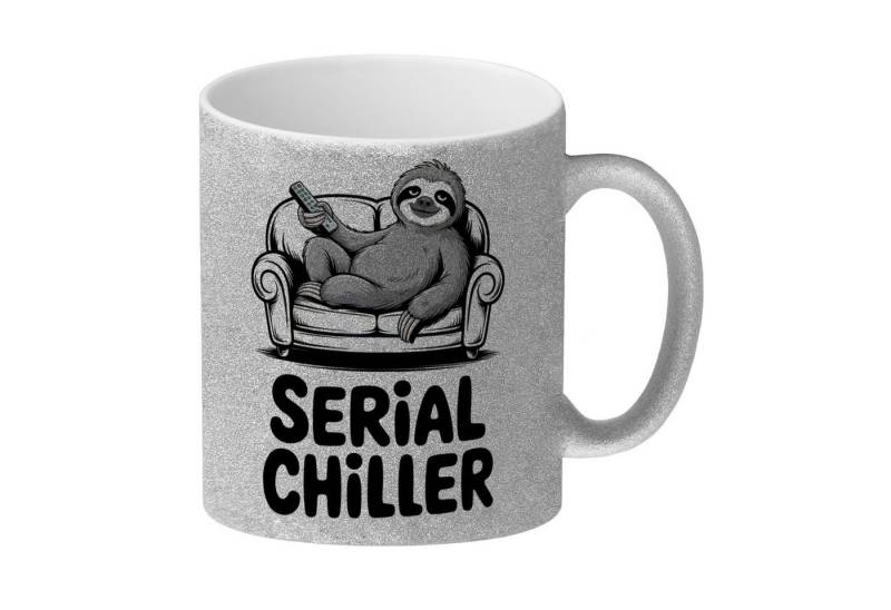 speecheese Tasse Faultier auf Couch Serial Chiller Glitzer-Kaffeebecher von speecheese