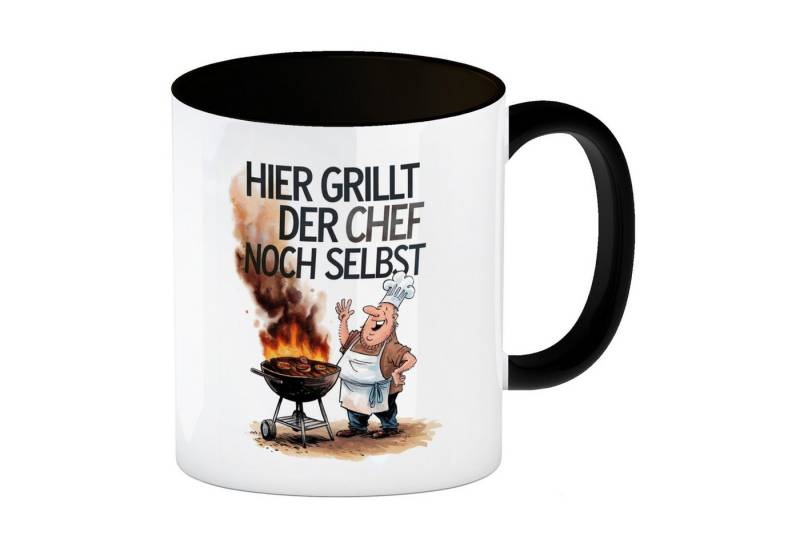speecheese Tasse Fröhlicher Koch am Grill Kaffeebecher in schwarz Chef grillt selbst speecheese Tasse Fröhlicher Koch am Grill Kaffeebecher in schwarz Chef grillt selbst von speecheese