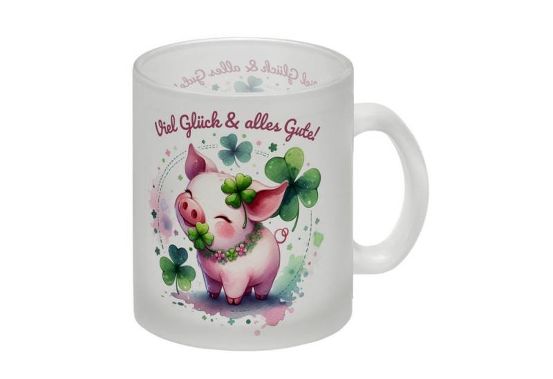 speecheese Tasse Glücksschwein Glas Tasse mit Spruch Spruch Viel Glück & alles Gute! von speecheese