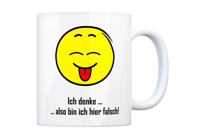 speecheese Tasse Kaffeebecher mit Spruch: Ich denke also bin hier falsch! ... Tasse von speecheese