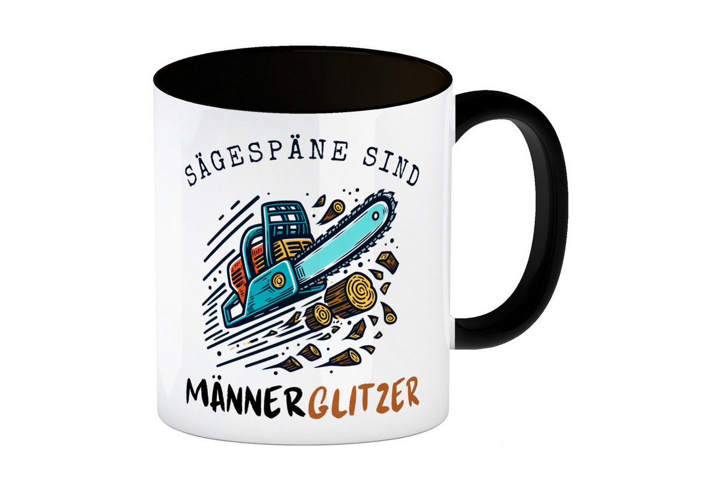 speecheese Tasse Kettensäge Kaffeebecher in schwarz mit Spruch Sägespäne sind speecheese Tasse Kettensäge Kaffeebecher in schwarz mit Spruch Sägespäne sind von speecheese