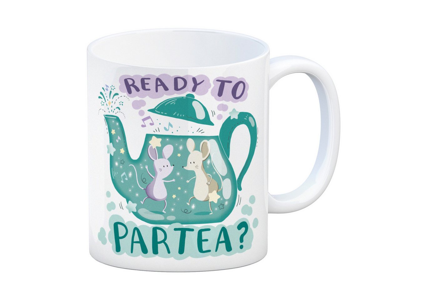 speecheese Tasse Mäuse in Teekanne Kaffeebecher mit Spruch Ready to Partea von speecheese