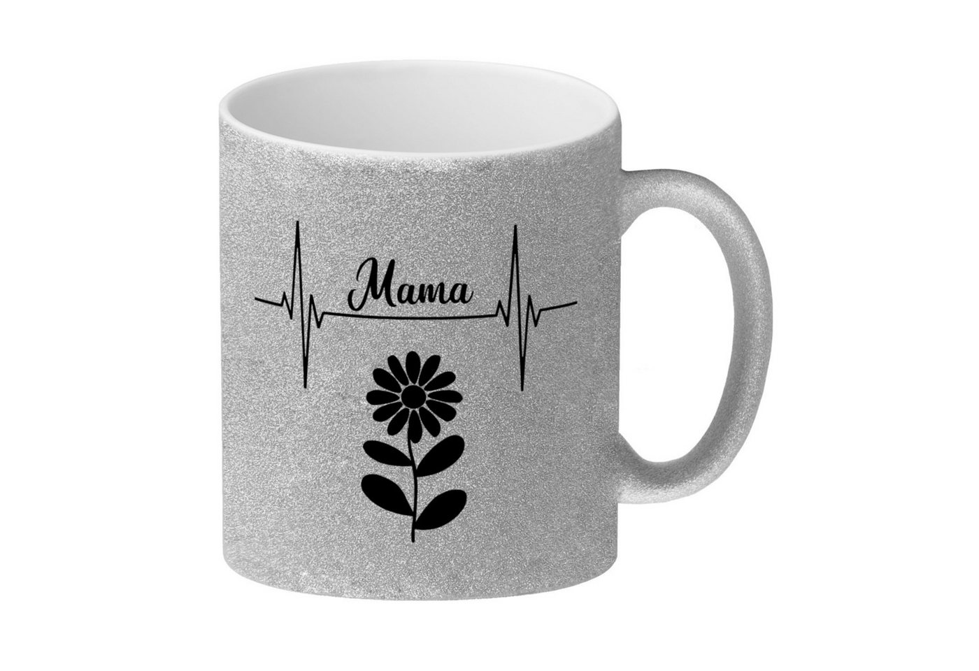 speecheese Tasse Mama Herzschlag mit Blume Glitzer-Kaffeebecher für Mütter von speecheese
