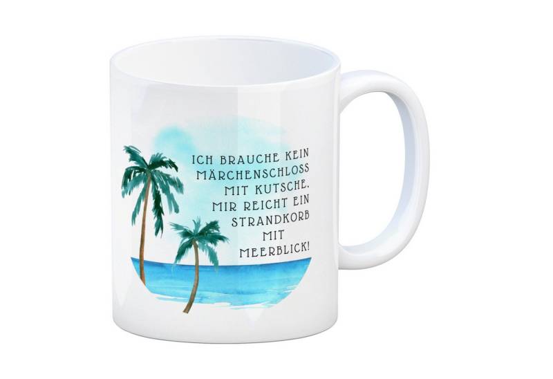 speecheese Tasse Strandkorb und Meerblick Kaffeebecher mit Spruch von speecheese