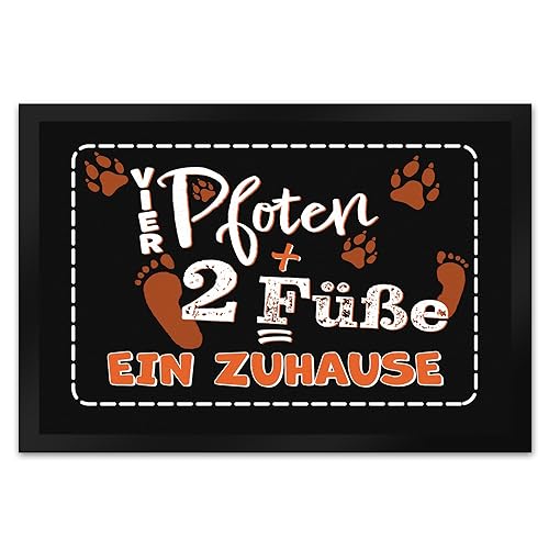 speecheese Vier Pfoten + Zwei Füße = EIN Zuhause Hunde Fußmatte XL in 40x60 cm schöner Fußabtreter für das gemeinsame Zuhause von Hund und Besitzer für Tierliebhaber von speecheese