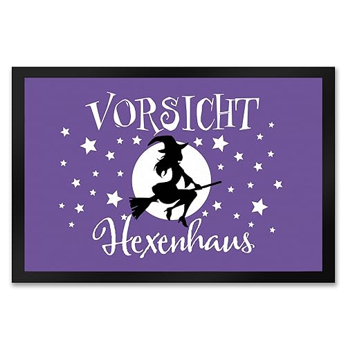 speecheese Vorsicht Hexenhaus Fußmatte XXL in 50x75 cm als Dekoration für den Eingang an Halloween oder als lustige Geschenkidee für die Freundin von speecheese