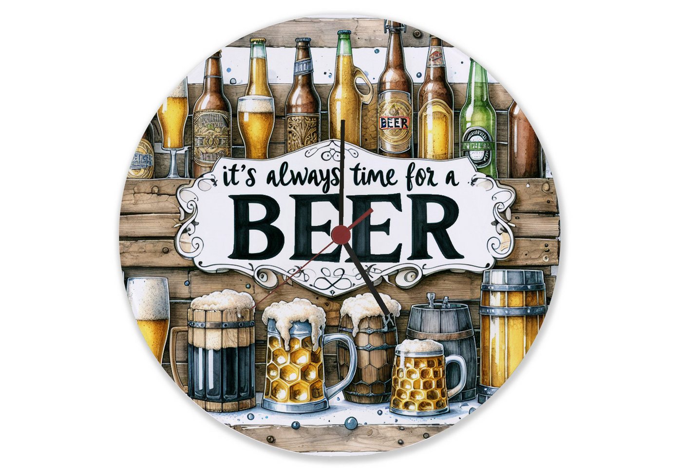 speecheese Wanduhr Bier Wanduhr aus Glas mit Spruch It's always time for a Beer speecheese Wanduhr Bier Wanduhr aus Glas mit Spruch It's always time for a Beer von speecheese
