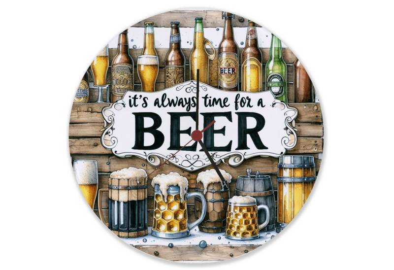 speecheese Wanduhr Bier Wanduhr aus Glas mit Spruch It's always time for a Beer von speecheese