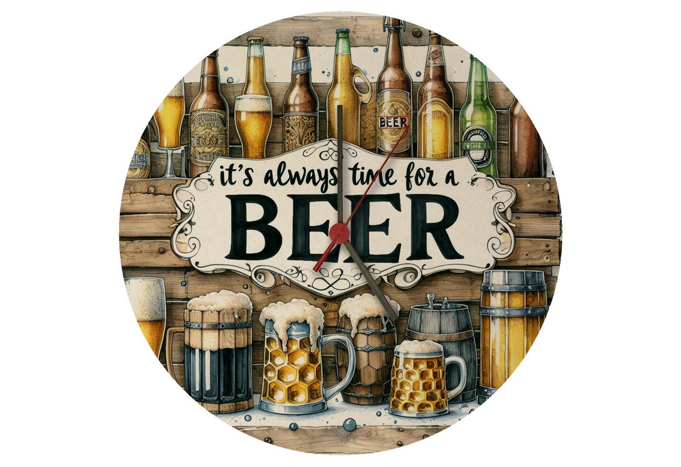 speecheese Wanduhr Bier Wanduhr aus MDF mit Spruch It's always time for a Beer speecheese Wanduhr Bier Wanduhr aus MDF mit Spruch It's always time for a Beer von speecheese