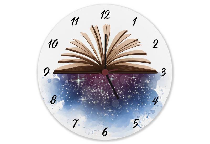 speecheese Wanduhr Buch mit schönem Wasserfarbenmotiv Wanduhr aus Alu von speecheese