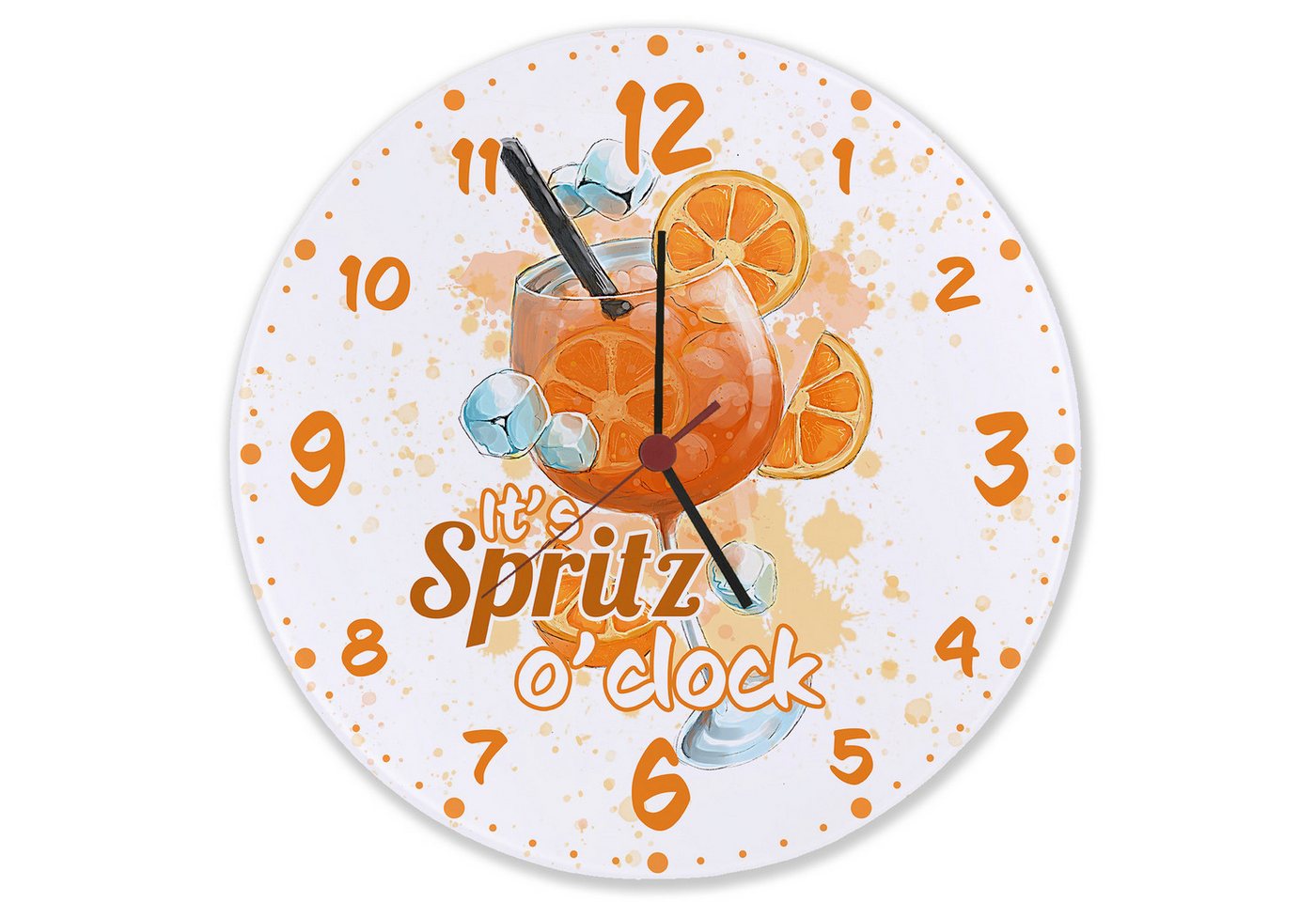 speecheese Wanduhr Cocktail Wanduhr aus Glas mit Spruch It's Spritz o'clock speecheese Wanduhr Cocktail Wanduhr aus Glas mit Spruch It's Spritz o'clock von speecheese