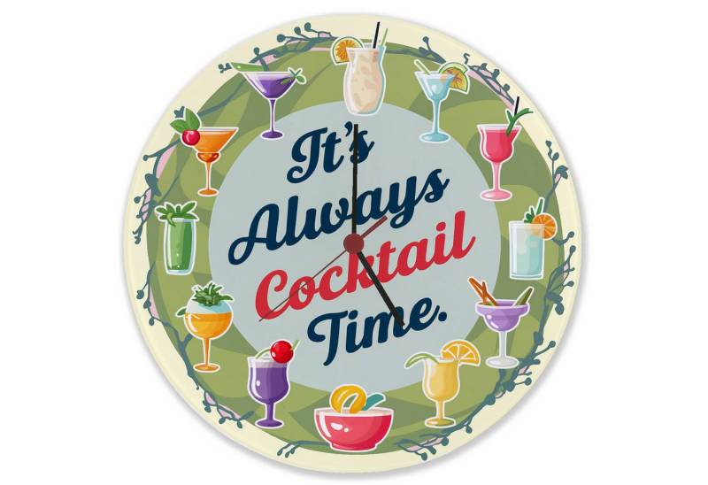 speecheese Wanduhr Cocktails Wanduhr aus Glas - Cocktail Time von speecheese
