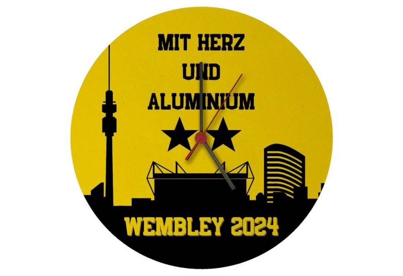 speecheese Wanduhr Dortmund Finale Wembley 2024 Wanduhr aus MDF mit Spruch Herz und von speecheese
