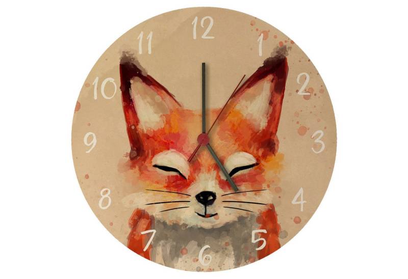 speecheese Wanduhr Fuchs in Wasserfarbenoptik Wanduhr aus MDF von speecheese