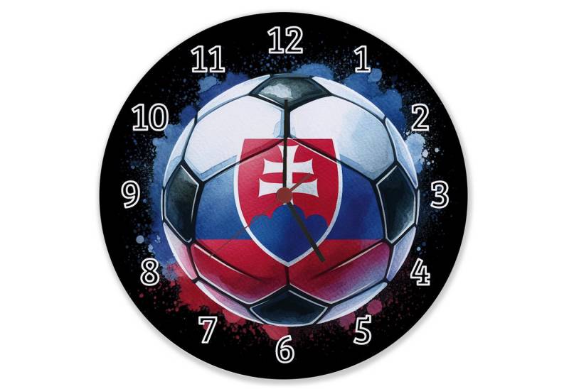 speecheese Wanduhr Fußball Slowakei Flagge Wanduhr aus Glas von speecheese