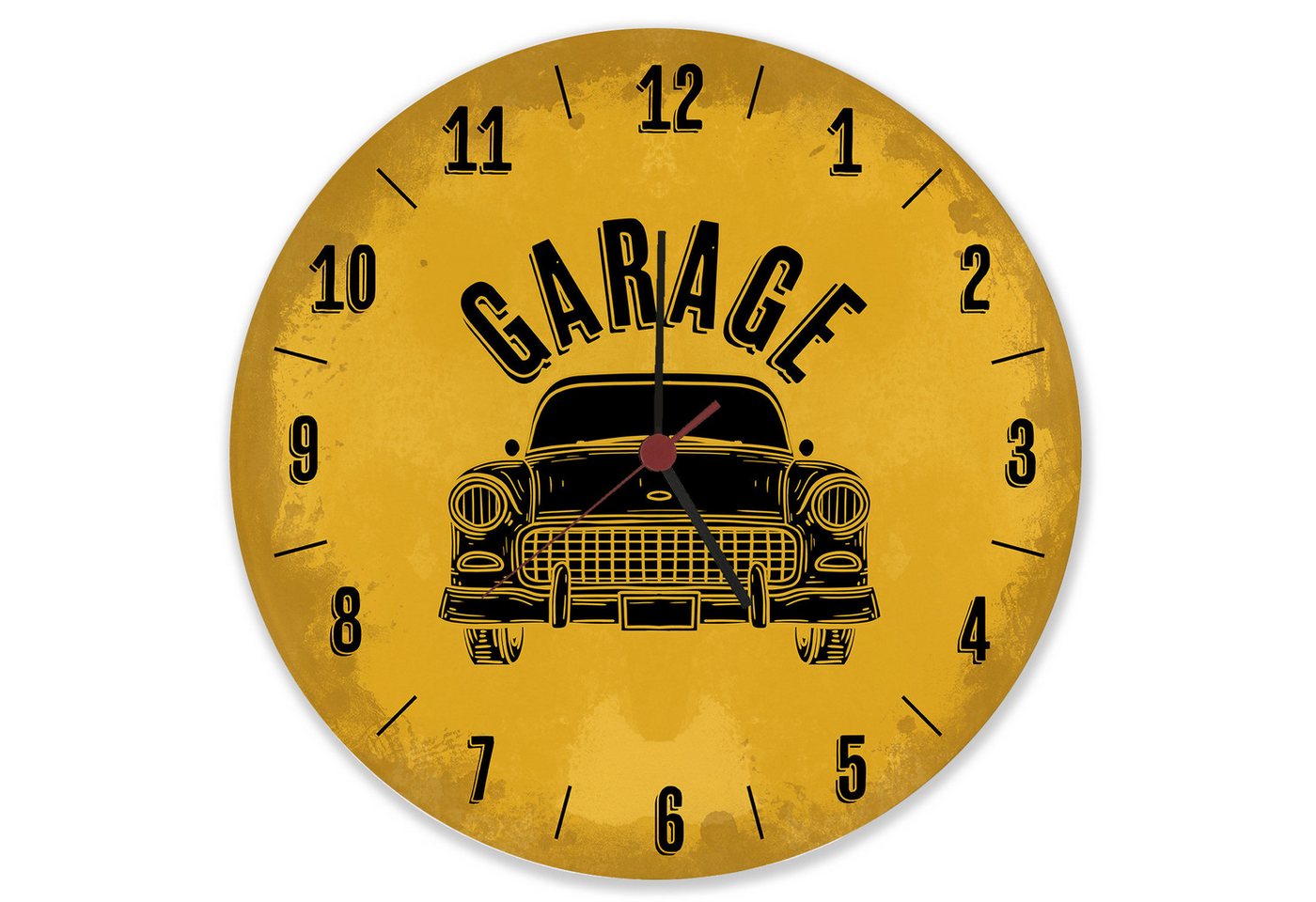 speecheese Wanduhr Garage Auto Wanduhr aus Glas in gelb speecheese Wanduhr Garage Auto Wanduhr aus Glas in gelb von speecheese