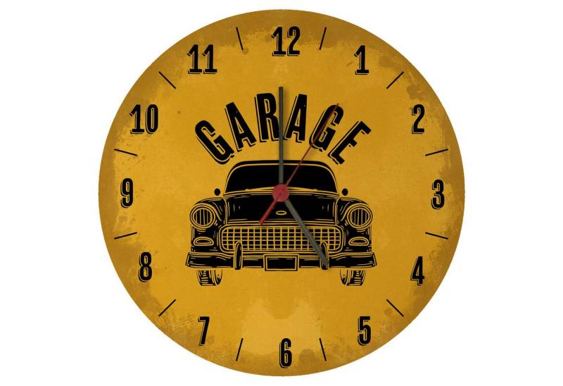 speecheese Wanduhr Garage Auto Wanduhr aus MDF in gelb von speecheese