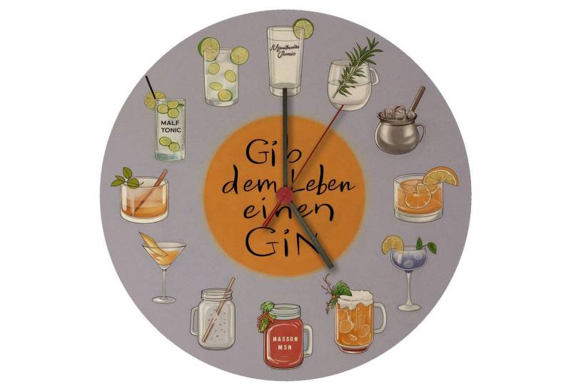 speecheese Wanduhr Gin Tonic Variationen Wanduhr aus MDF - Gib dem Leben Gin von speecheese