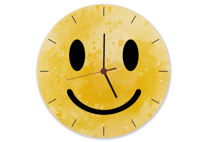speecheese Wanduhr Grinsendes Emoticon gelbe Wanduhr aus Alu von speecheese