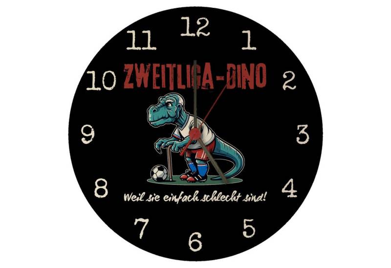 speecheese Wanduhr Hamburg Zweitliga Dino Wanduhr aus MDF mit Spruch Weil sie einfach von speecheese