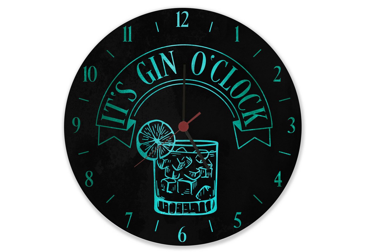 speecheese Wanduhr It's Gin O'Clock Wanduhr aus Glas mit blauer Schrift speecheese Wanduhr It's Gin O'Clock Wanduhr aus Glas mit blauer Schrift von speecheese