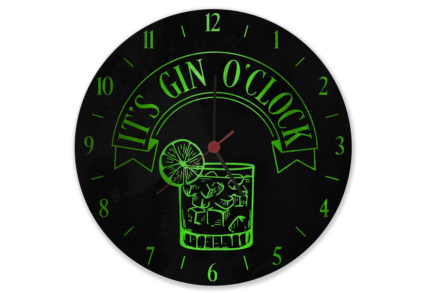 speecheese Wanduhr It's Gin O'Clock Wanduhr aus Glas mit grüner Schrift speecheese Wanduhr It's Gin O'Clock Wanduhr aus Glas mit grüner Schrift von speecheese