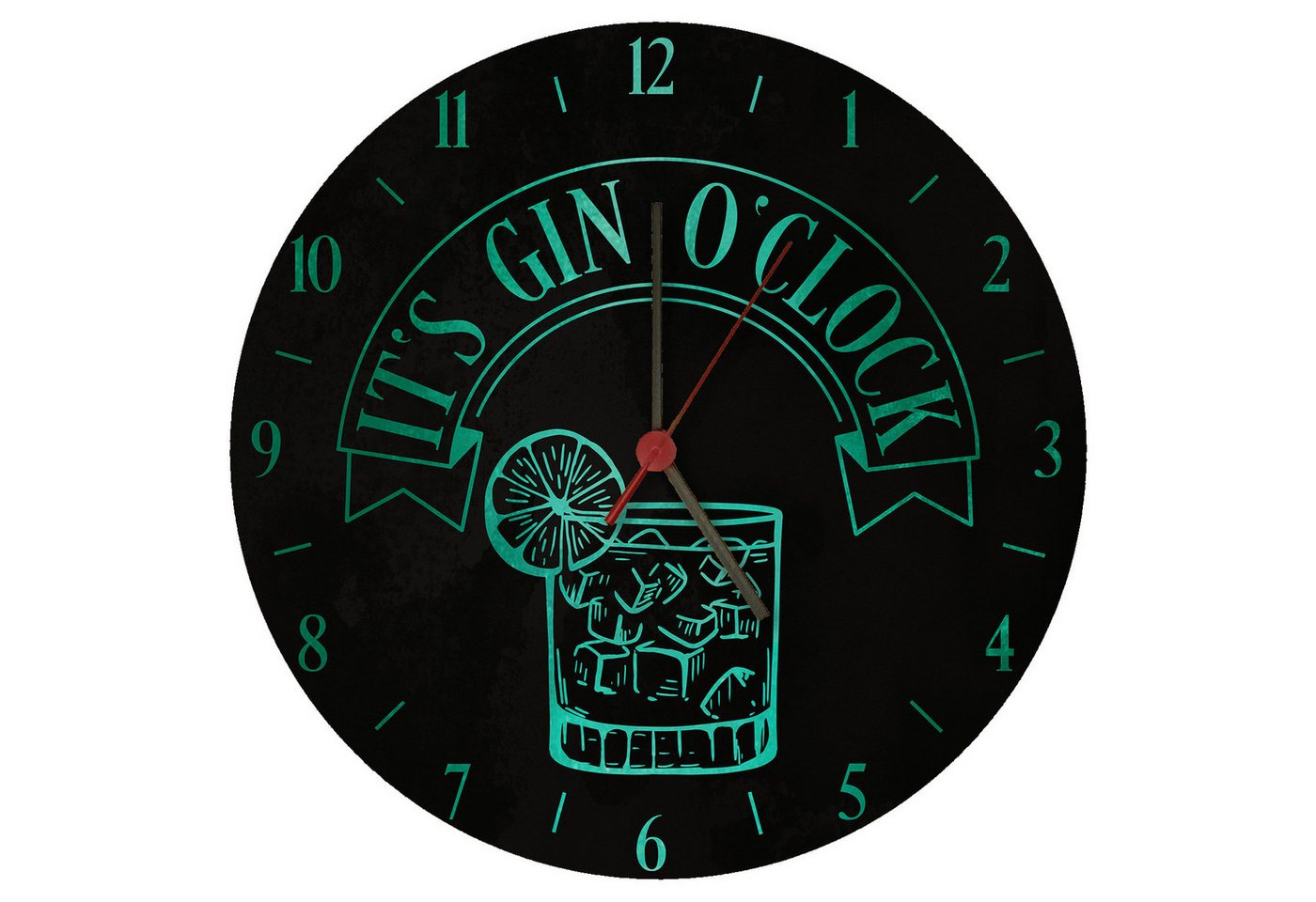 speecheese Wanduhr It's Gin O'Clock Wanduhr aus MDF mit blauer Schrift speecheese Wanduhr It's Gin O'Clock Wanduhr aus MDF mit blauer Schrift von speecheese