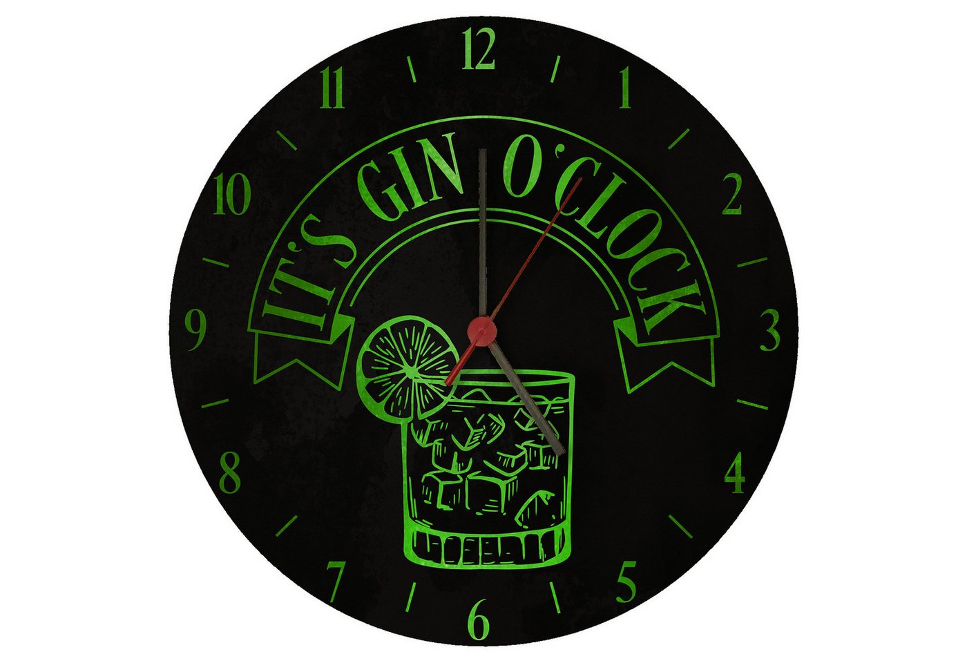 speecheese Wanduhr It's Gin O'Clock Wanduhr aus MDF mit grüner Schrift speecheese Wanduhr It's Gin O'Clock Wanduhr aus MDF mit grüner Schrift von speecheese