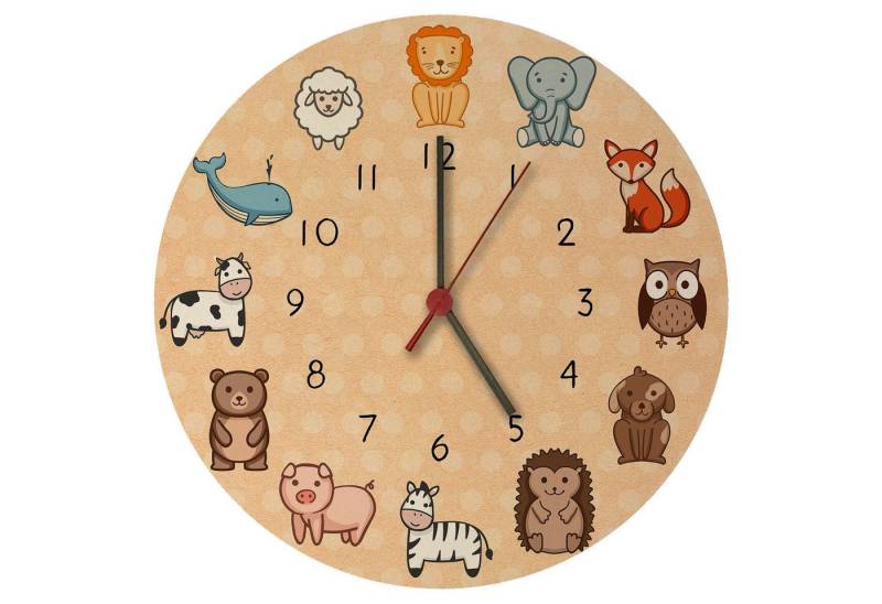 speecheese Wanduhr Kinderuhr mit süßen Tieren Wanduhr aus MDF von speecheese