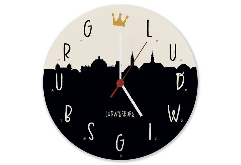 speecheese Wanduhr Ludwigsburg Skyline Wanduhr aus Alu - Ludwigsburg von speecheese