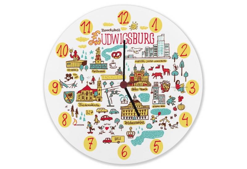 speecheese Wanduhr Ludwigsburg Wimmelbild Wanduhr aus Alu von speecheese