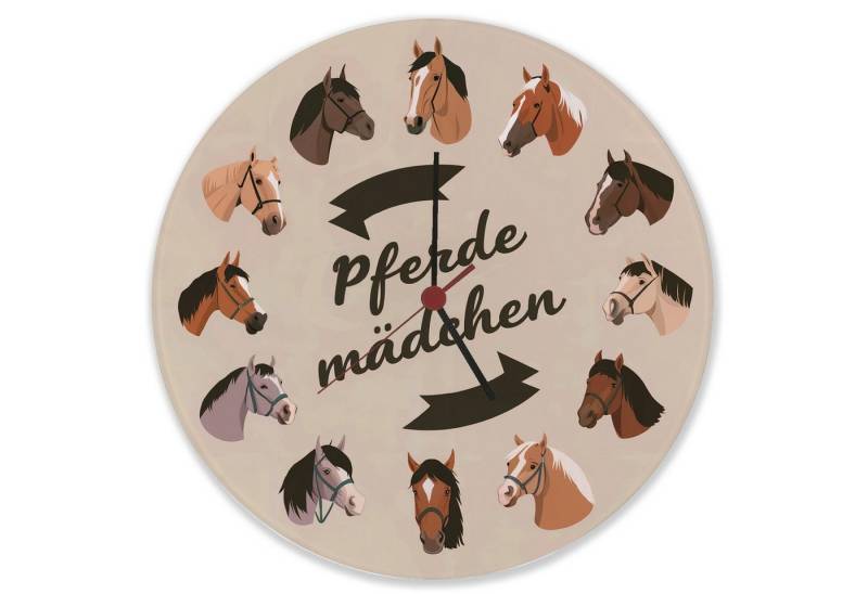 speecheese Wanduhr Pferdemädchen und Pferde Wanduhr aus Glas von speecheese