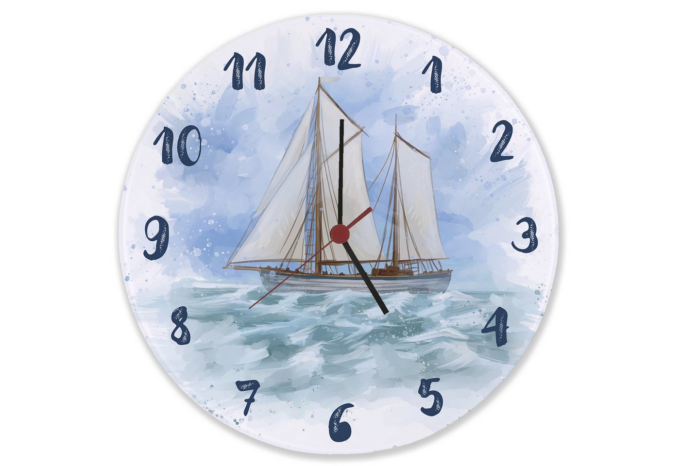 speecheese Wanduhr Segelschiff Wasserfarbenoptik Wanduhr aus Glas speecheese Wanduhr Segelschiff Wasserfarbenoptik Wanduhr aus Glas von speecheese