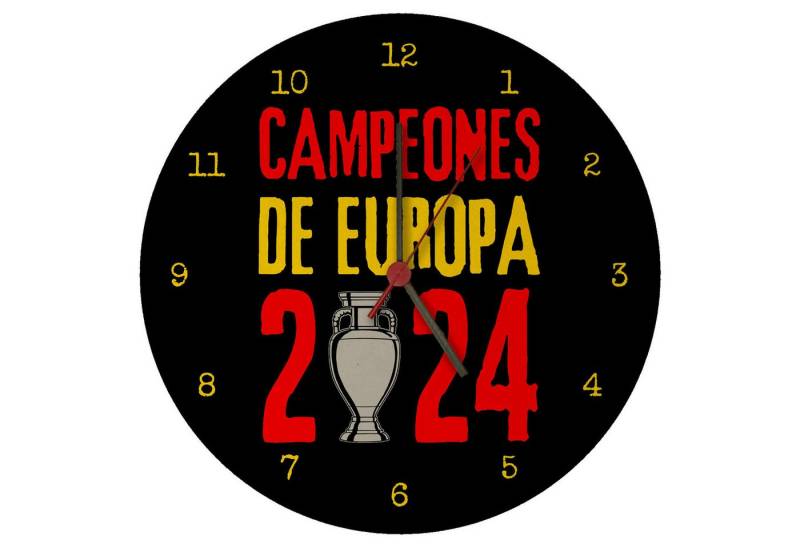 speecheese Wanduhr Spanien Europameister 2024 Wanduhr aus MDF mit Spruch Campeones de von speecheese