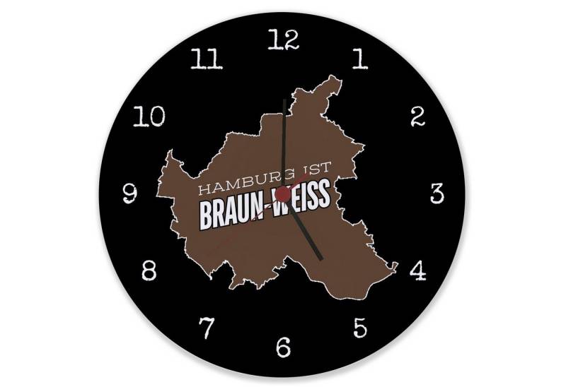speecheese Wanduhr St. Pauli Wanduhr aus Glas mit Spruch Hamburg ist braun-weiss von speecheese