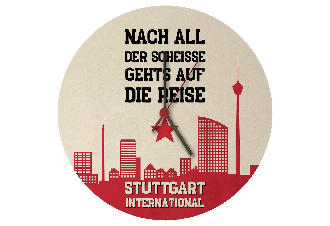 speecheese Wanduhr Stuttgart Europapokal Wanduhr aus MDF mit Spruch International speecheese Wanduhr Stuttgart Europapokal Wanduhr aus MDF mit Spruch International von speecheese
