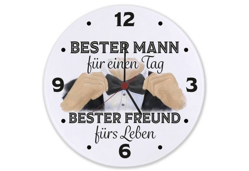 speecheese Wanduhr Trauzeuge Wanduhr aus Glas mit Spruch Bester Mann ewiger Freund von speecheese
