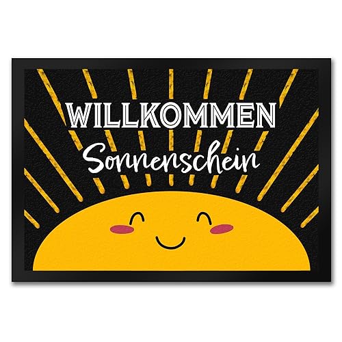 speecheese Willkommen Sonnenschein Fußmatte in 35x50 cm in schwarz bringt Sommerstimmung bis an die Haustür, Terrasse oder in den Garten von speecheese