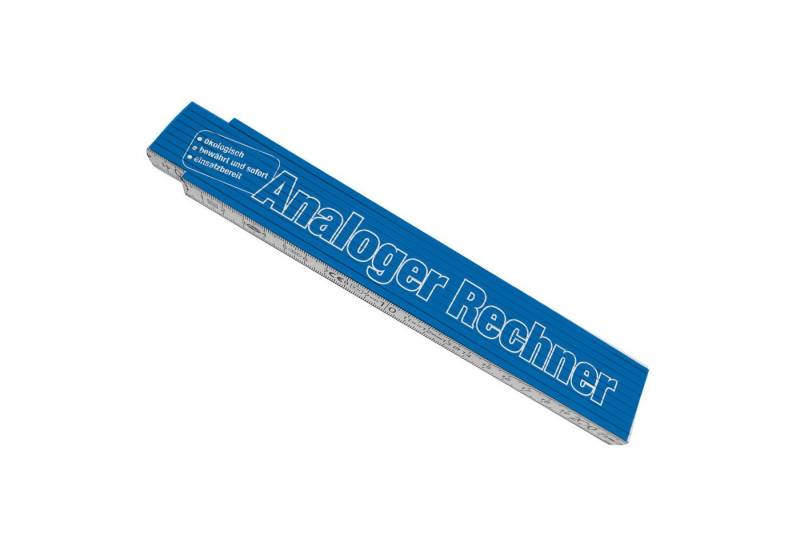 speecheese Zollstock Analoger Rechner Meterstab aus Holz in Blau zum Thema Vermessung von speecheese