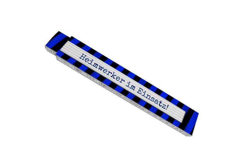 speecheese Zollstock Heimwerker im Einsatz Meterstab aus Holz in Blau und Schwarz von speecheese