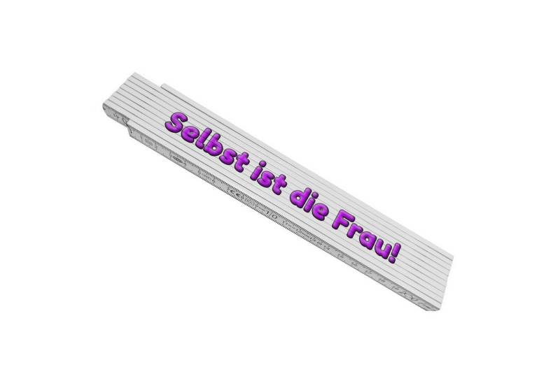 speecheese Zollstock Meterstab aus Holz mit Spruch: Selbst ist die Frau! in pink von speecheese