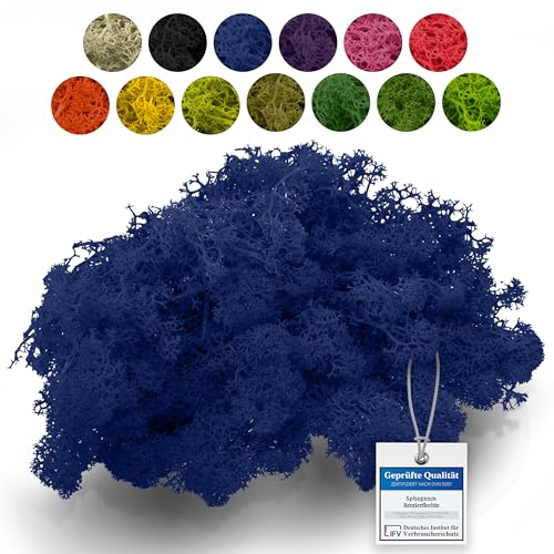 sphagnum-shop.com Echtes Deko Moos Rentierflechte 100 gr in Royal Blau für Modellbau Basteln Islandmoos konserviert von sphagnum-shop.com