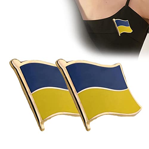 spier 2er-Pack 2022 Ukraine-Flaggen-Anstecknadeln, Ukraine-Winkende Flaggen-Anstecknadeln, Metallflaggen-Anstecknadeln, Brosche, D-Tie-Rucksack-Anstecknadel-Souvenirs von spier