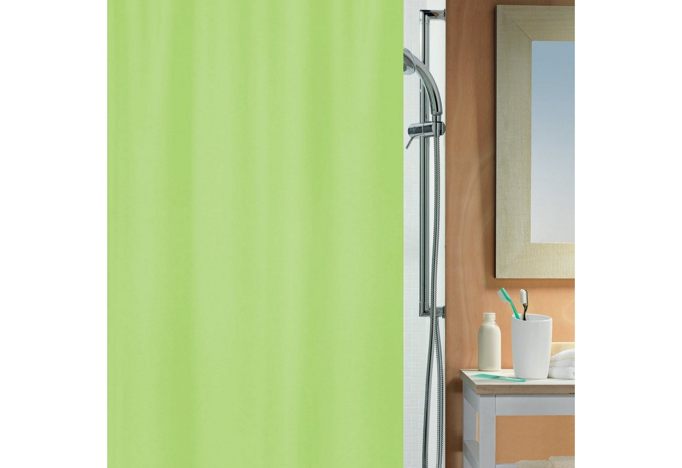 spirella Duschvorhang ALEA Breite 180 cm, Anti-Schimmel Textil-Duschvorhang, Polyester, 180x200 cm, waschbar von spirella